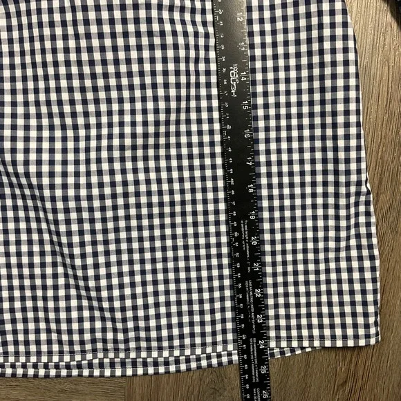 J Crew Gingham Ruffle Neck Puff Sleeve‎ Shirt Top Womens XS Navy White Preppy - Picture 6 of 6
